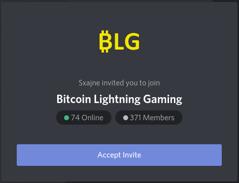 Bitcoin Lightning Gaming (BLG) - Dicord Invite